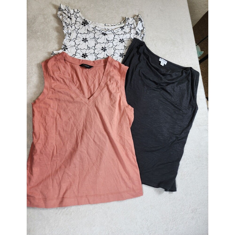 Loft J.Crew Banana Republic Lot 3 XS Eyelet Flutter Slub Cowl V-Neck Tops